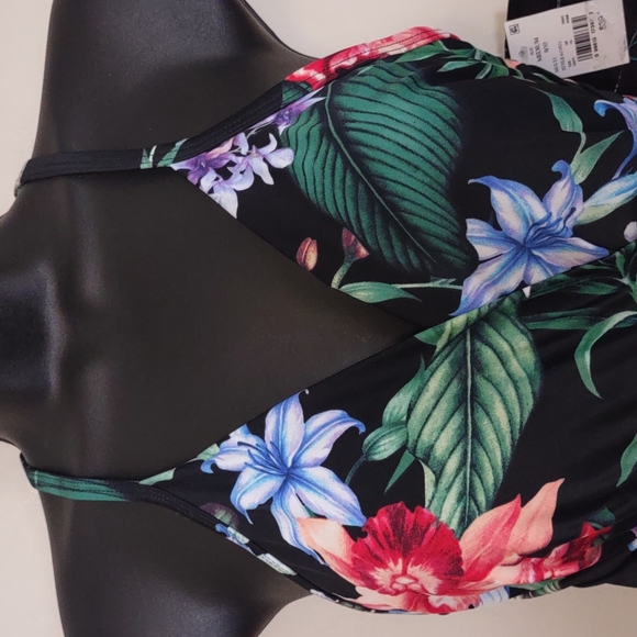 Aqua Green Wrap Tie Front One Piece Swimsuit Medium - Picture 5 of 12